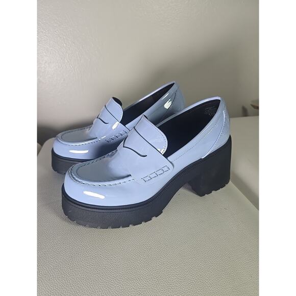 Soda Platform Patent Baddie Penny Loafers Baby Powder Blue Womens 10 Punk - Picture 2 of 9